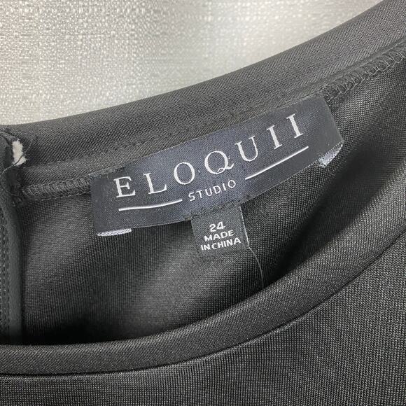 Eloquii Studio Black&Green Brocade Lace Fit&Flare Midi Dress Sz.24W NWT - Picture 7 of 16